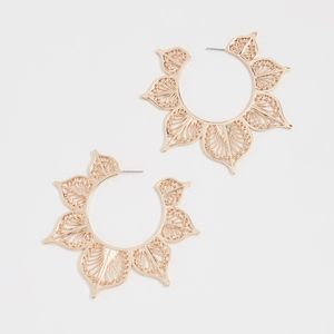 HH Metal Lace Leaf Filigree Hoop Earrings